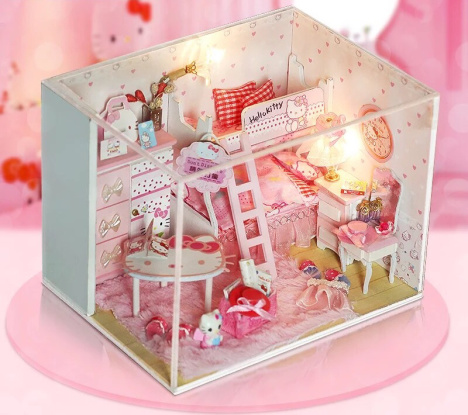 kitty公主房手工模型拼装房子生日礼物圣诞节送女生